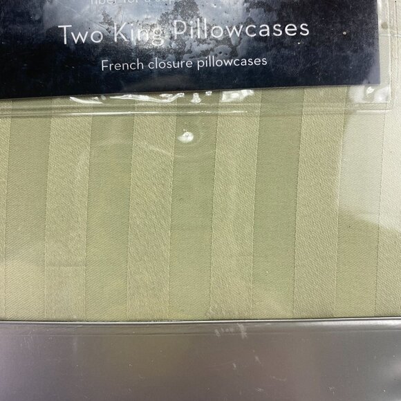 Bed Bath & Beyond 1000 Thread Count King Pillow Cases Striped Sage Green NEW - Picture 8 of 8